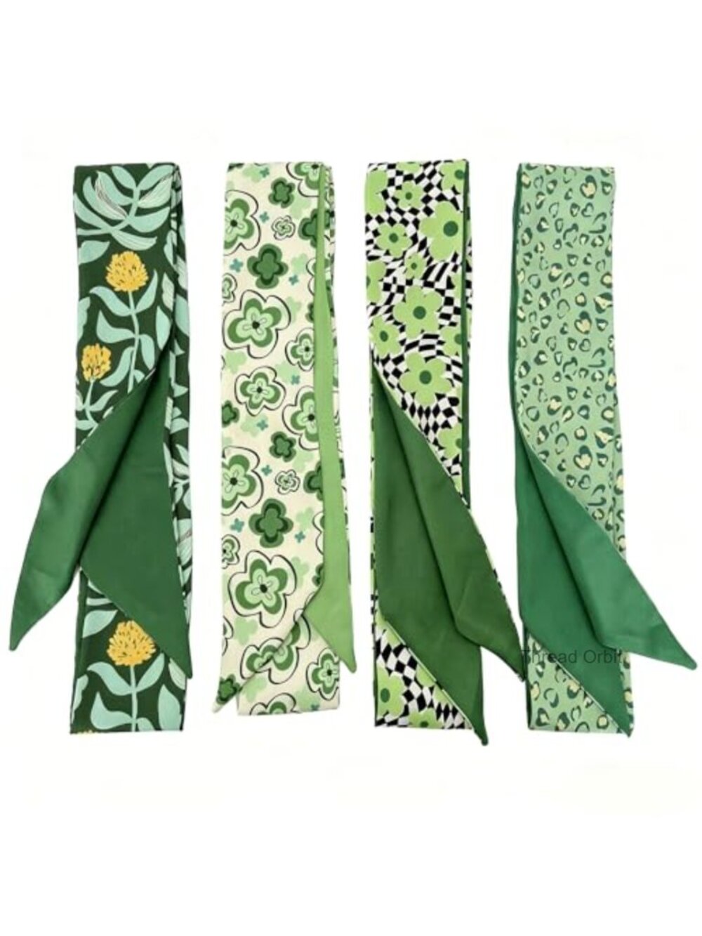 4 Pcs Purse Scarf Silk Satin Bag Handle Ribbon Wrap Hair Scarf Headband Neck Tie